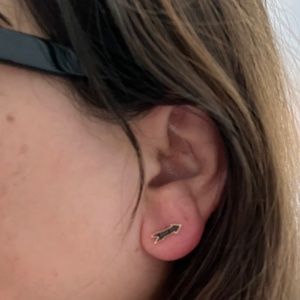 SYDNEY EVAN 14k Rose Gold Black Diamond Arrow Single Stud Earring